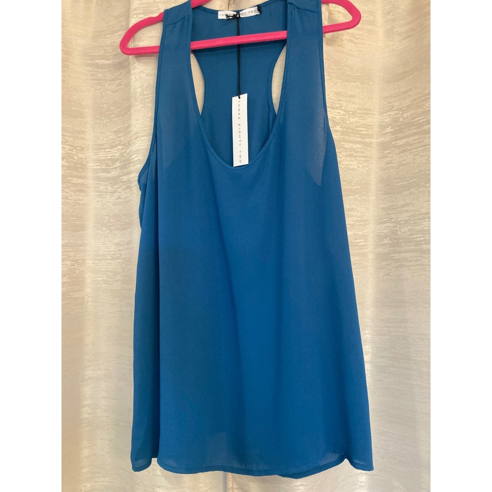 Three Eighty Two Racerback Tank Top Sleeveless Casual‎ Blouse Blue XS